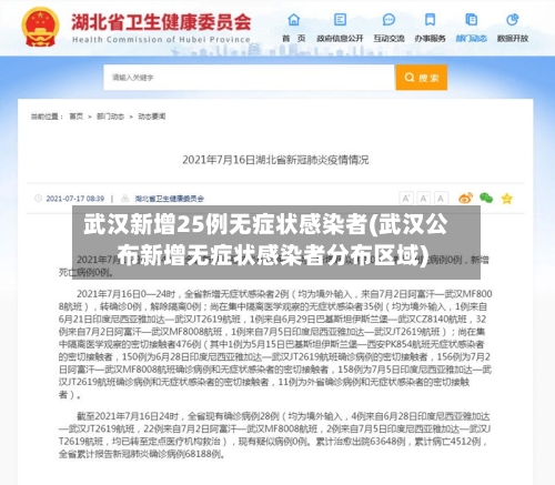 武汉新增25例无症状感染者(武汉公布新增无症状感染者分布区域)