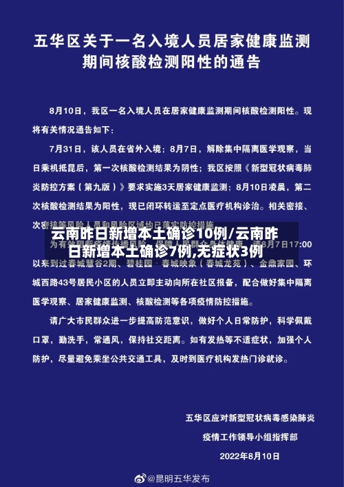 云南昨日新增本土确诊10例/云南昨日新增本土确诊7例,无症状3例-第3张图片