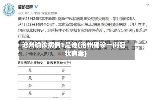 沧州确诊病例1是谁(沧州确诊一例冠状病毒)-第2张图片